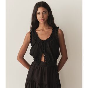 Doen Traveler Blouse Top Organic Cotton Floral Eyelet Embroidered XS New 284638